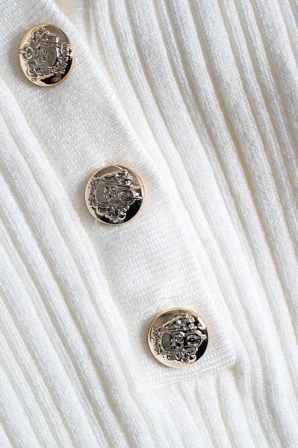 Knitted Metallic Button Ruffle Short Sleeve Dress