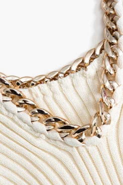 Knitted Metallic Chain Detail Tank Top