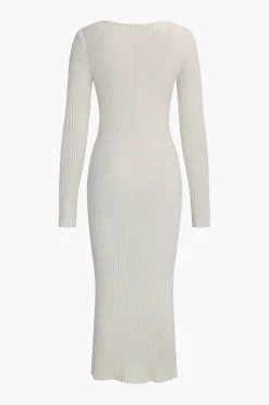 Knitted Metallic Long Sleeve Sweater Dress