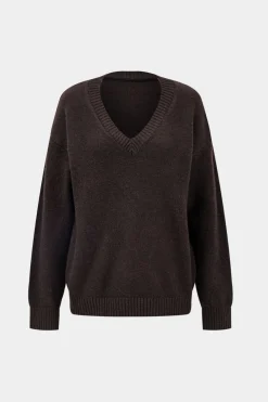 Knitted V-Neck Long-Sleeve Top And Trousers Set
