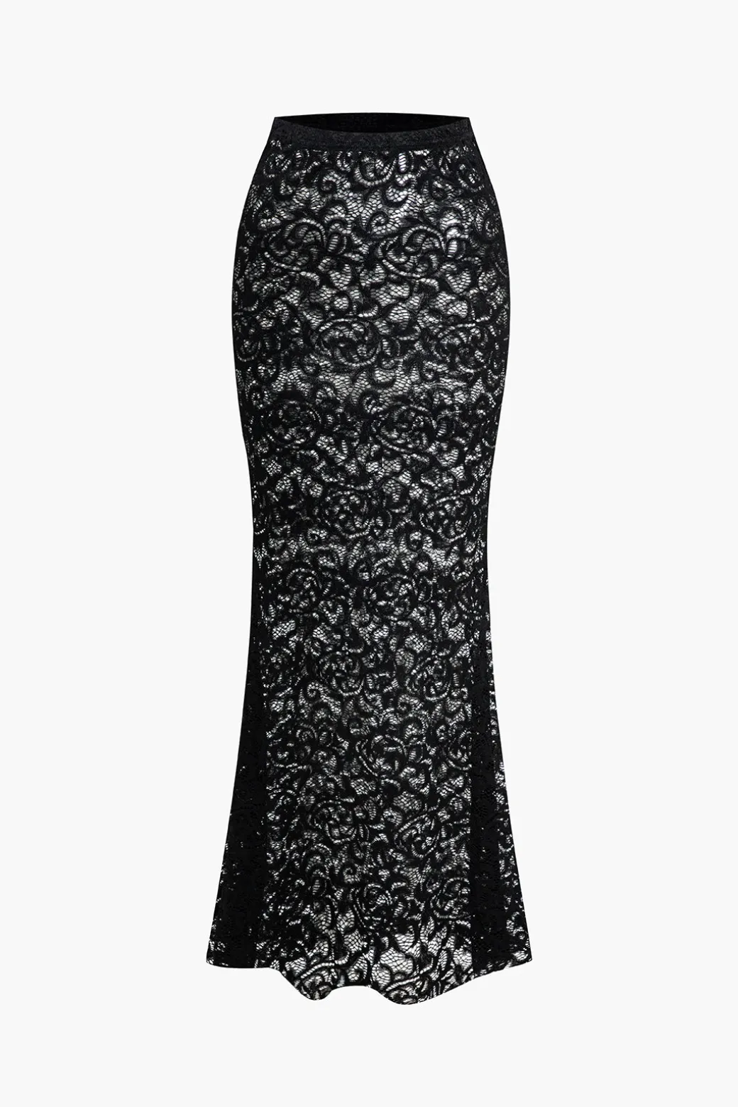Lace Crop Top And High-Waisted Skirt Set
