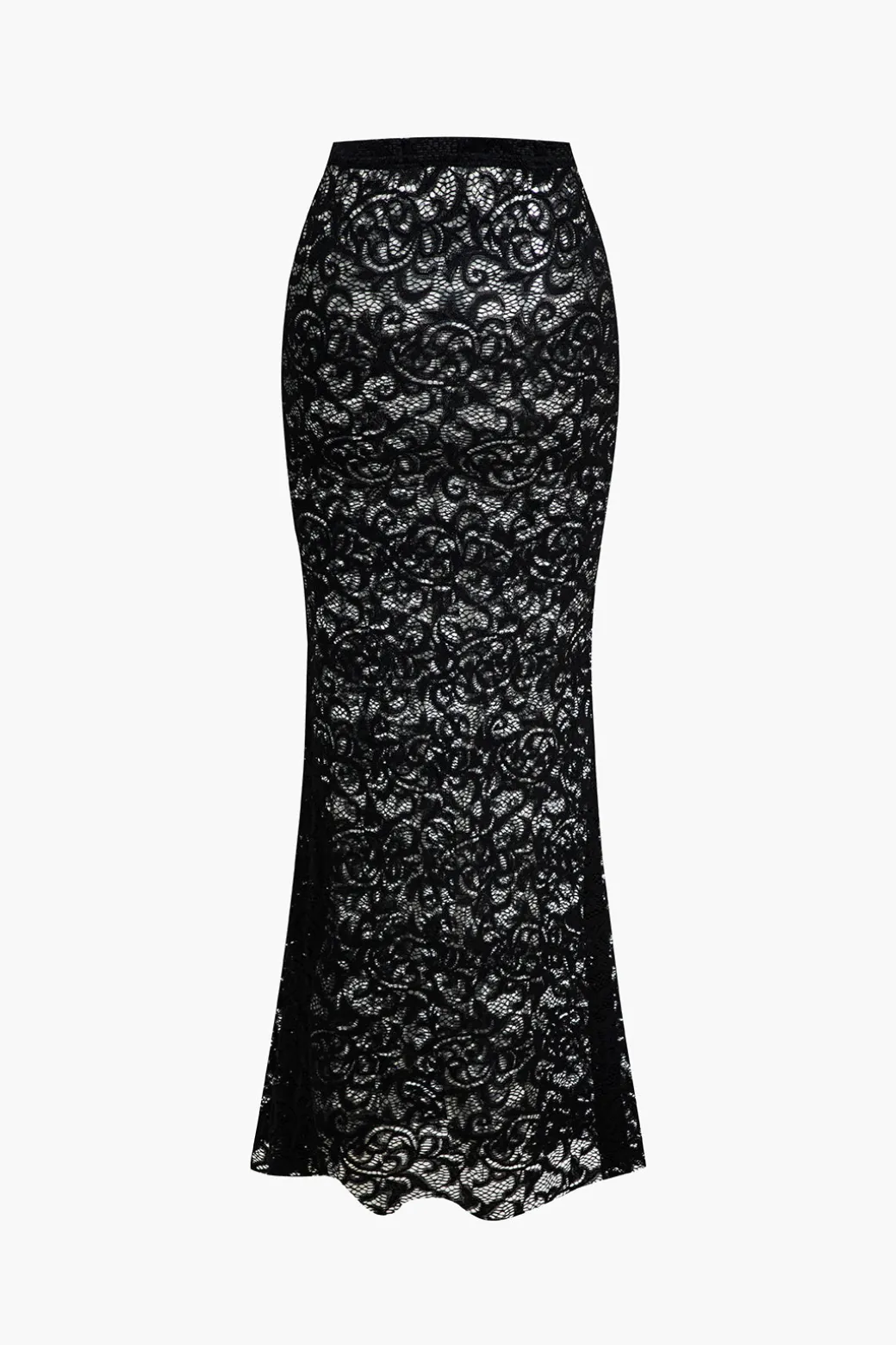 Lace Crop Top And High-Waisted Skirt Set