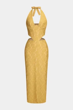 Lace Cut Out Sleeveless Maxi Dress