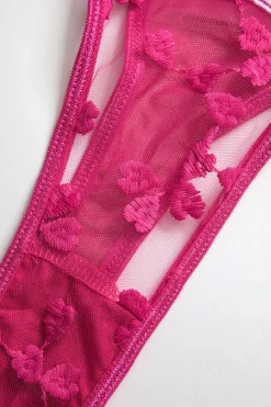 Lace Embroidery Bustier Belted Lingerie Garter Set