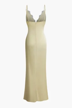 Lace Patchwork V-neck Slip Maxi Dress