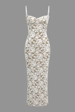 Lace Slit Slip Maxi Dress