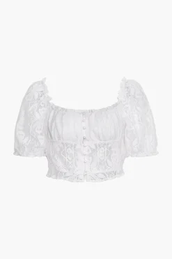 Lace Square Neck Buttons Down Shirt