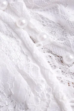 Lace Square Neck Buttons Down Shirt