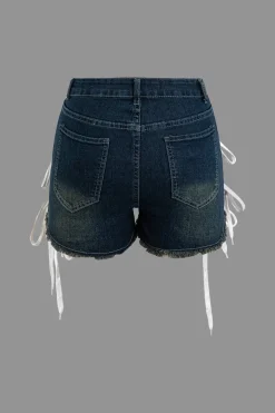Lace Up Denim Short