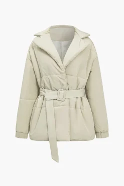 Lapel Belted Puffer