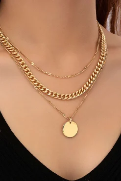 Layer Disc Pendant Necklace