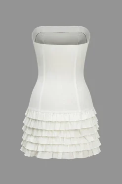 Layer Ruffle Strapless Mini Dress