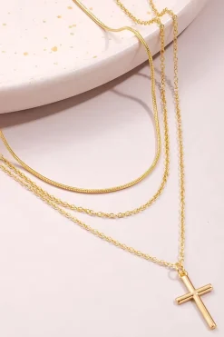 Layered Pendant Lock Chain Necklace