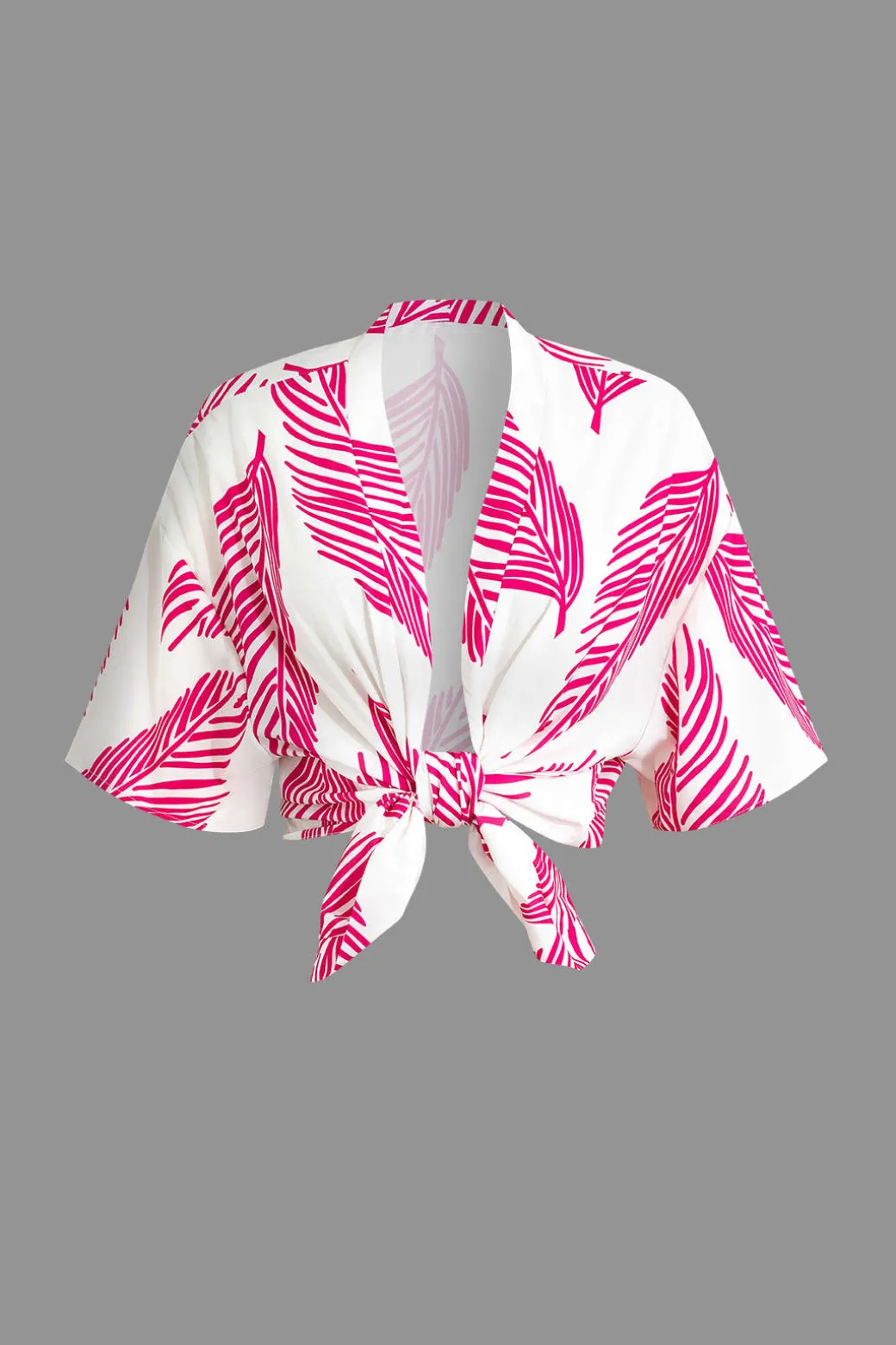 Leaf Print Drawstring Shorts Set