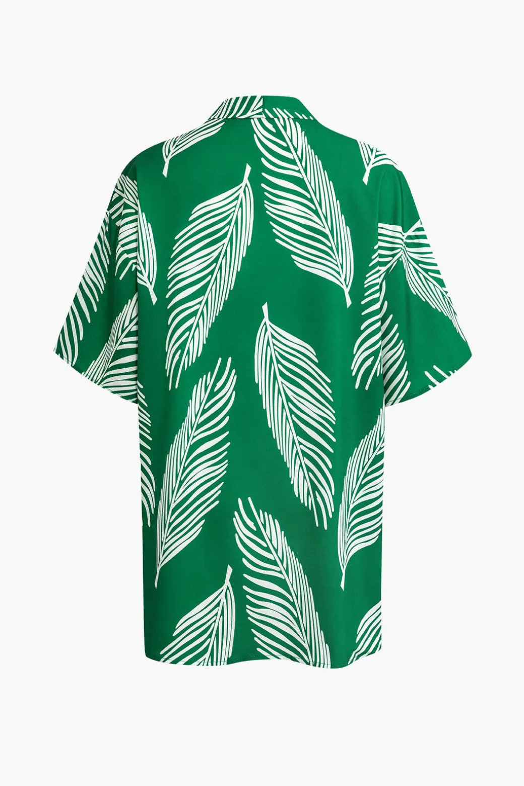 Leaf Print Drawstring Shorts Set