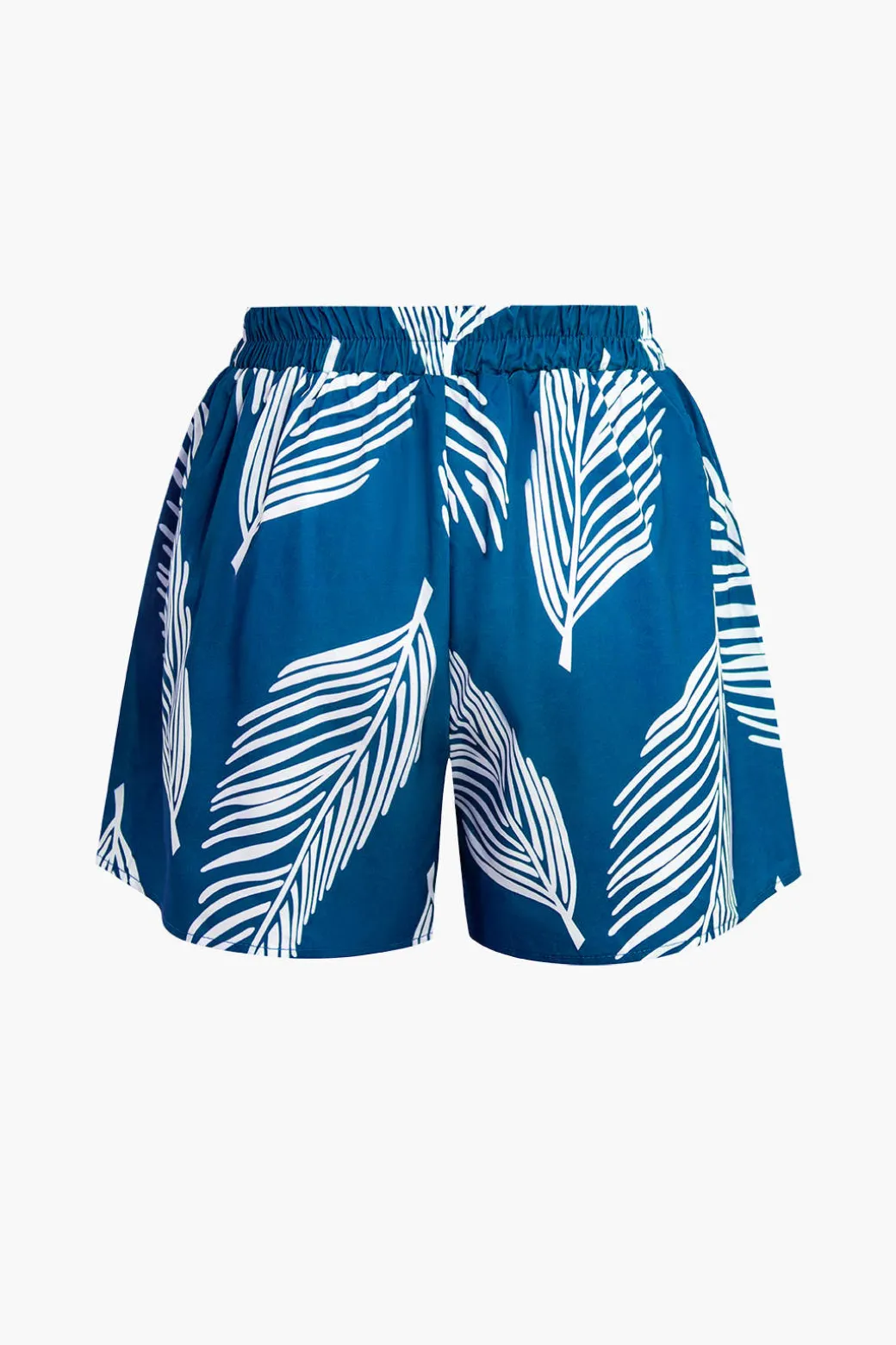 Leaf Print Drawstring Shorts Set