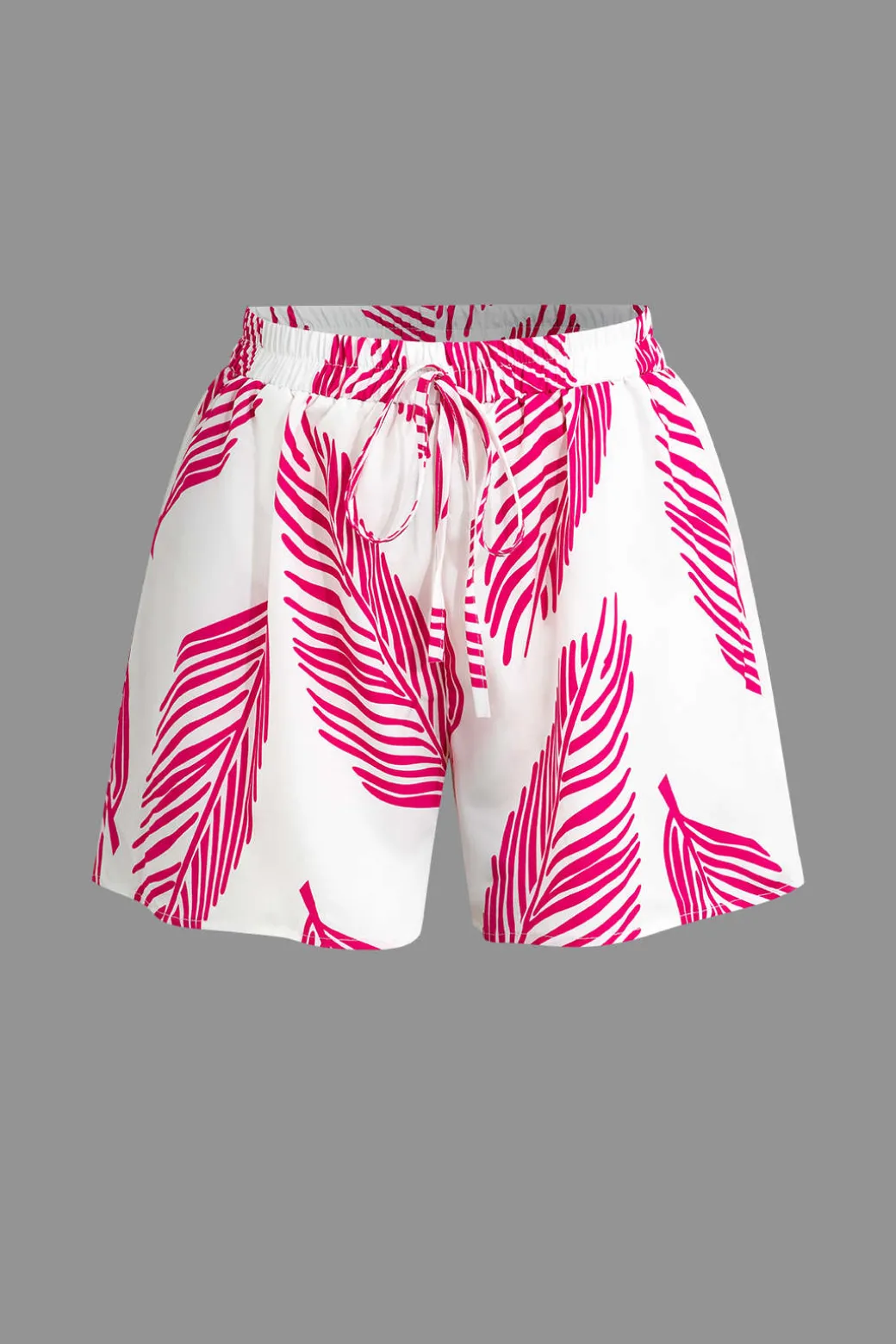 Leaf Print Drawstring Shorts Set