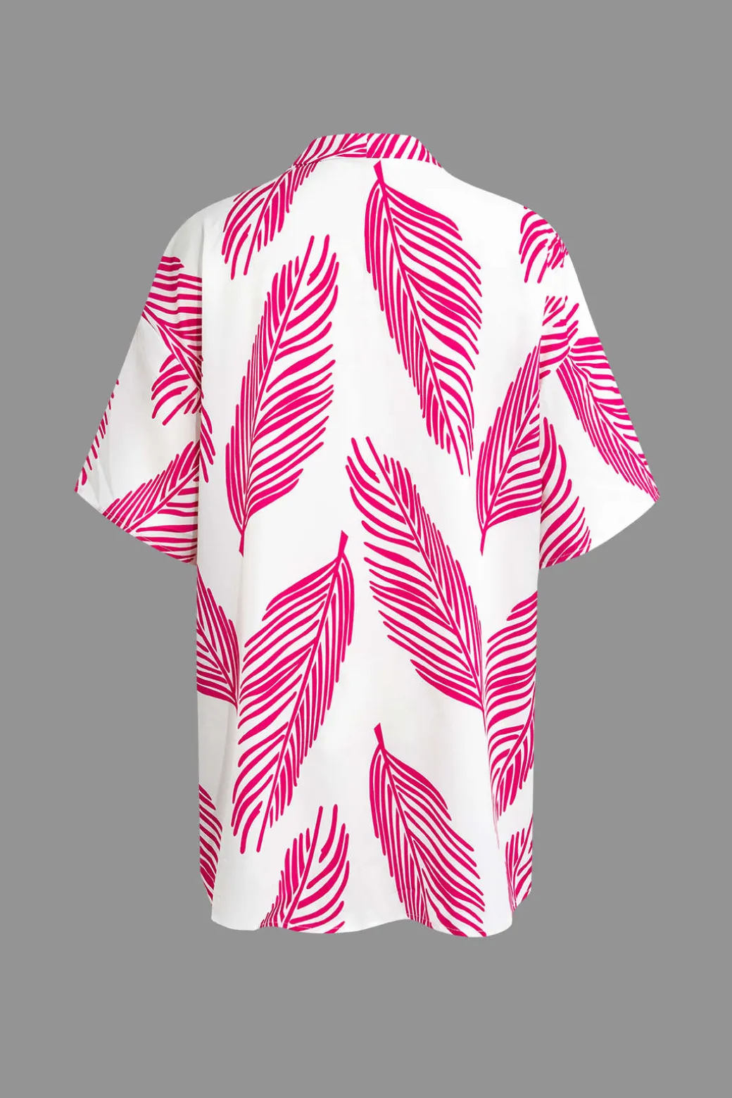 Leaf Print Drawstring Shorts Set