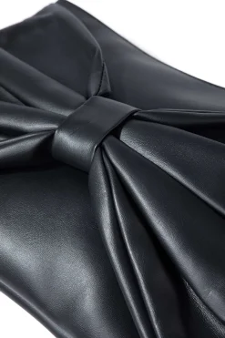 Leather Bow Clutch Bag