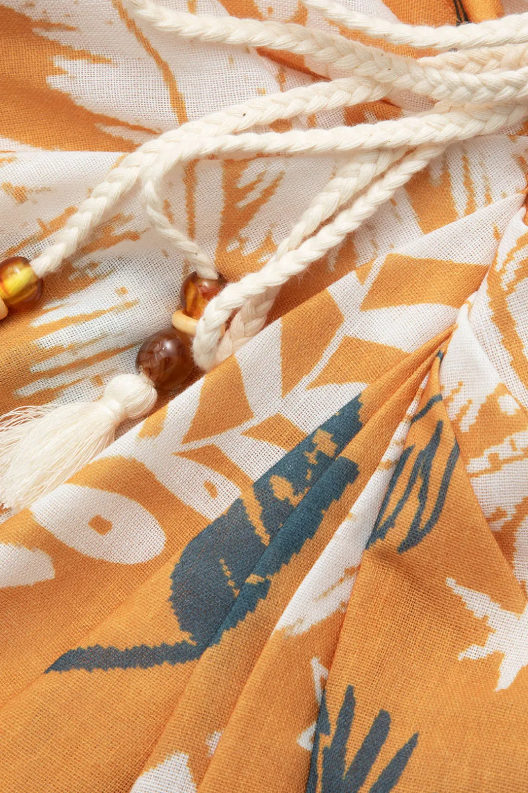 Leaves Print Knot Split Cover-Up Maxi Skirt