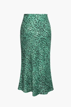 Leopard Drawstring Slit Skirt