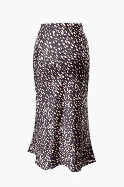 Leopard Drawstring Slit Skirt