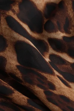 Leopard Print Draped Maxi Dress