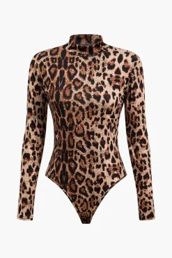 Leopard Print Long Sleeve Bodysuit