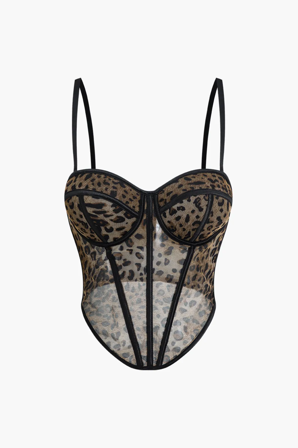 Leopard Print Mesh Sheer Cami Top