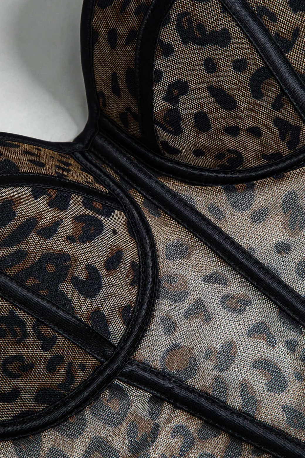 Leopard Print Mesh Sheer Cami Top
