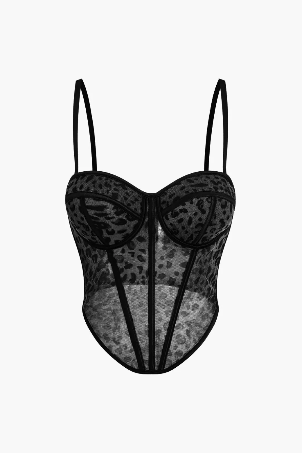 Leopard Print Mesh Sheer Cami Top