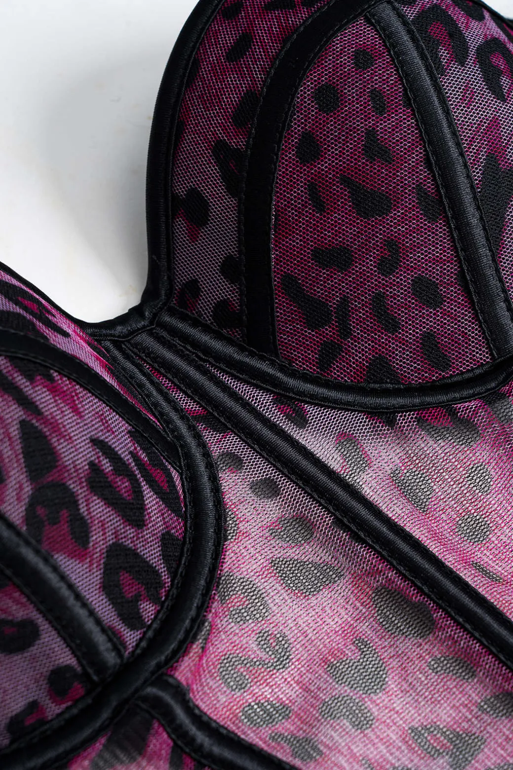 Leopard Print Mesh Sheer Cami Top