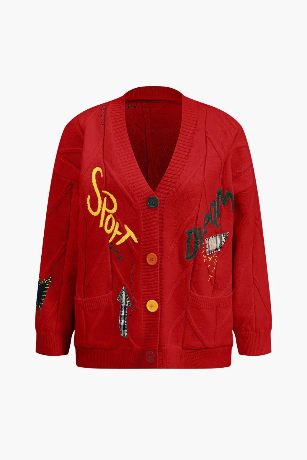 Letter Embroidery Sweater Cardigan