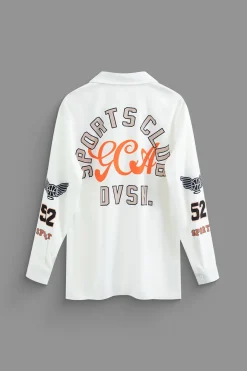 Letter Print Button Up Lapel Long Sleeve Shirt