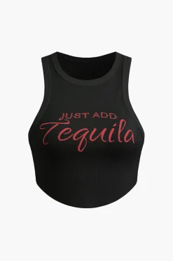 Letter Print Crop Tank Top