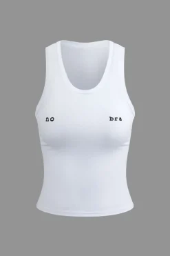 Letter Print Round Neck Tank Top