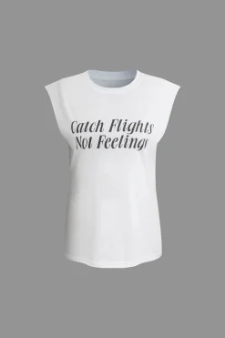 Letter Print Sleeveless T-shirt