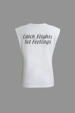 Letter Print Sleeveless T-shirt