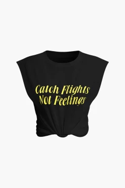 Letter Print Sleeveless T-shirt
