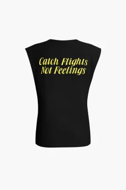 Letter Print Sleeveless T-shirt