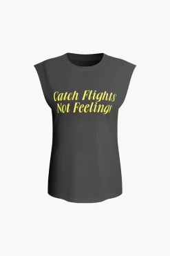 Letter Print Sleeveless T-shirt