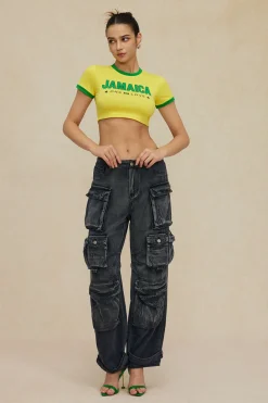 Letter Printed Crop T-shirt
