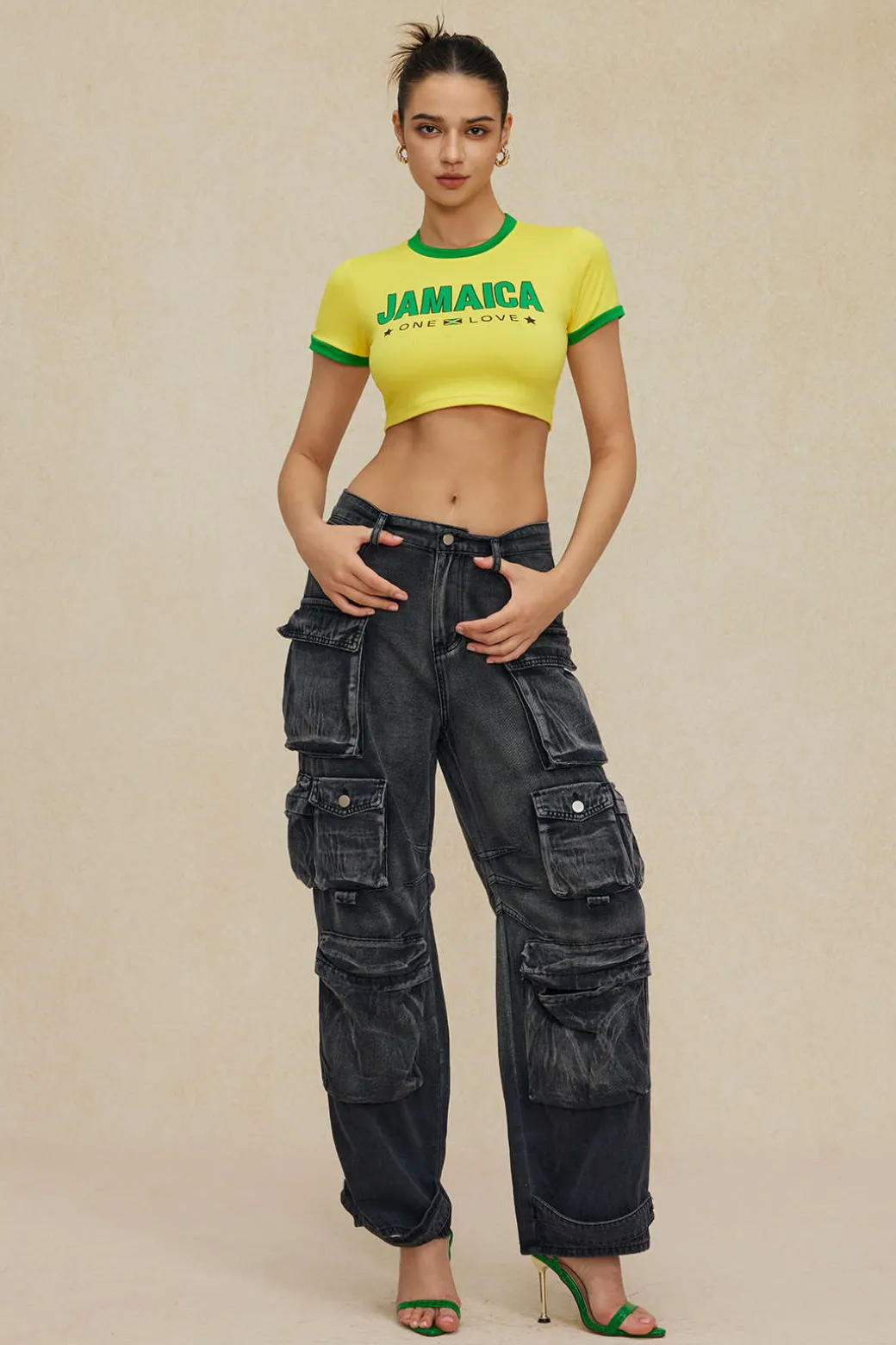 Letter Printed Crop T-shirt