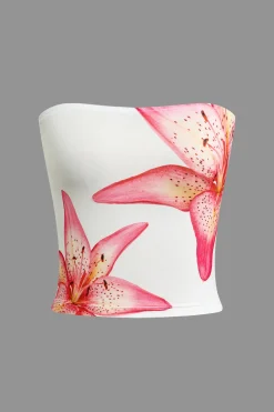 Lily Print Strapless Top