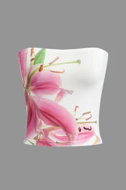 Lily Print Strapless Top