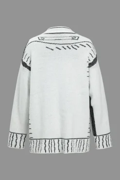 Line Pattern Sweater Cardigan