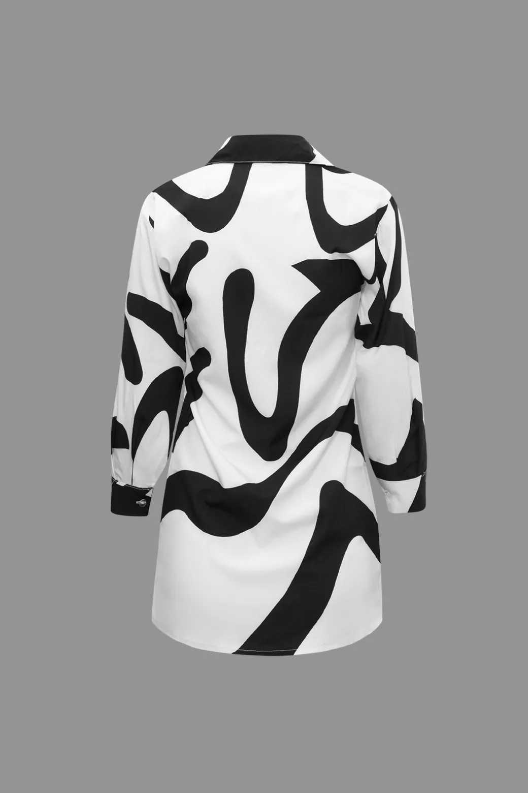 Line Print Button Up Shirt And High Waist Wide Leg Pants Set