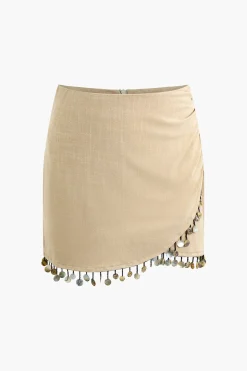 Linen Disc Tassel Skirt