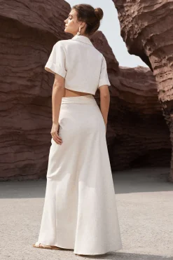 Linen Ruched Mermaid Maxi Skirt