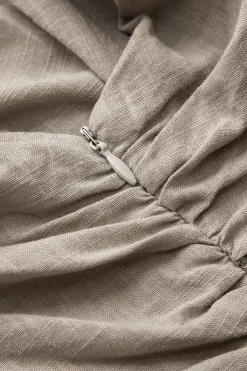 Linen Ruched One Shoulder Tank Top